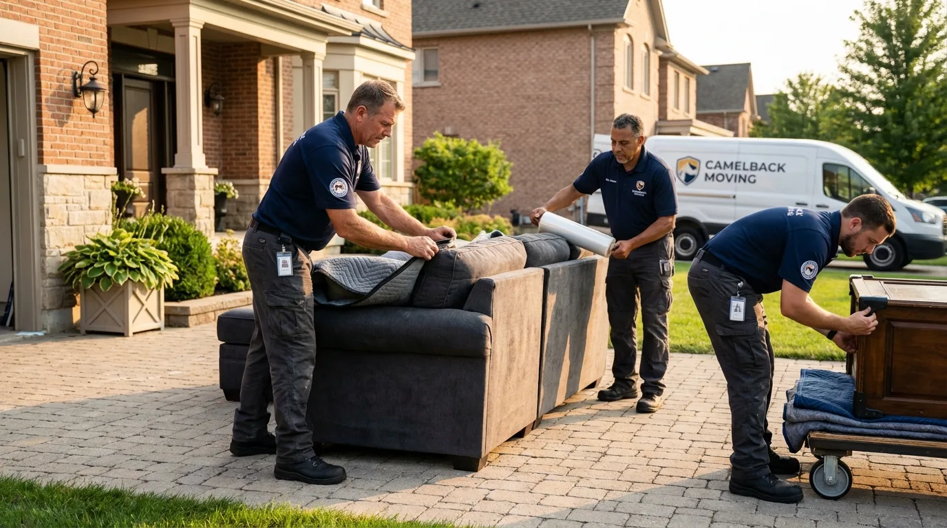Large estate moving crew wrapping furniture in Merced, CA